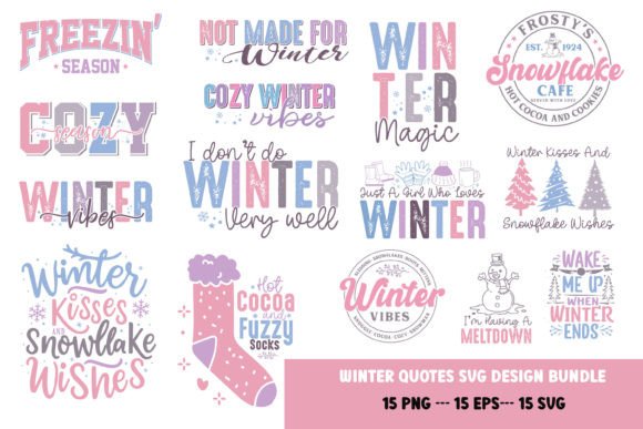 Winter Quotes SVG Bundle Design